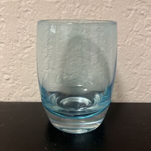 Turquoise Glass Votive Candle Holder Clear Bottom Art Glass Art